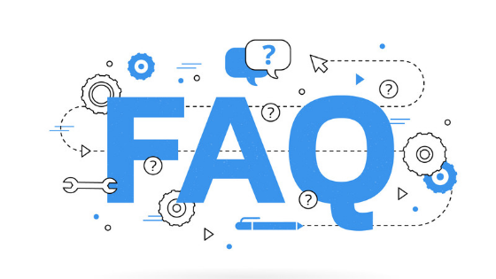 Imagem com a palavra FAQ rodeada por ícones de caneta, ferramentas, seta de mouse, balão de conversas com ponto de interrogação.