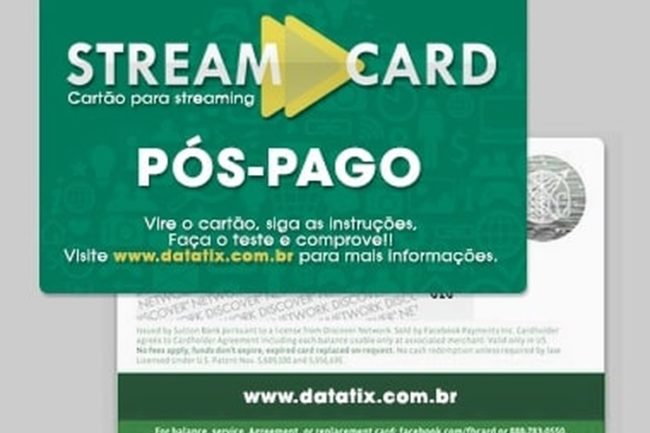 Frente e verso do cartão StreamCard Pós-Pago.